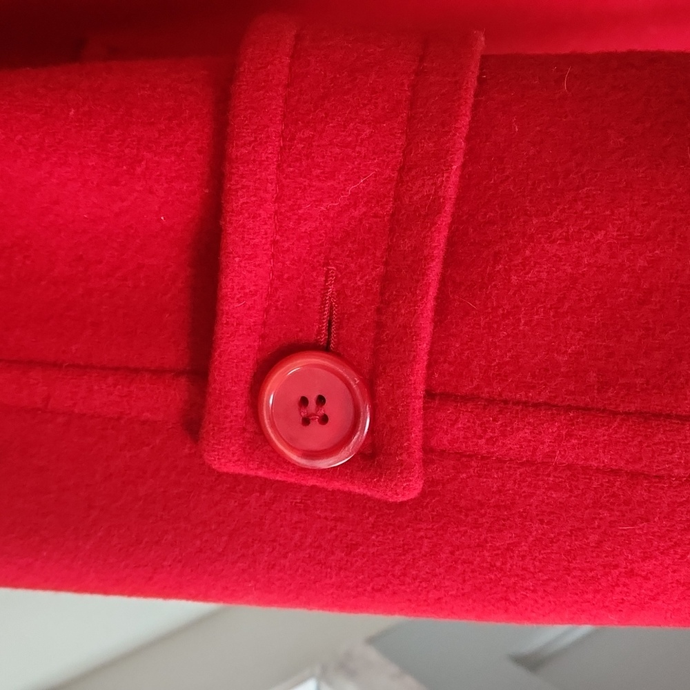Vintage MACKINTOSH Wool Trench Maxi Coat Cherry Red Size 10 - Picture 4 of 14